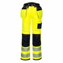 Portwest T501YBR, PW3 Hi-Vis Holster Pocket Work Trousers, Yellow/Black, image 1