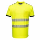 Portwest T181YNR, PW3 Hi-Vis Cotton Comfort T-Shirt S/S, Yellow/Navy, image 1