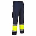 Portwest L049YNR, Hi-Vis Lightweight Contrast Class 1 Service Trousers, Yellow/Navy, image 2