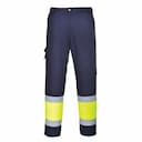 Portwest L049YNR, Hi-Vis Lightweight Contrast Class 1 Service Trousers, Yellow/Navy, image 1