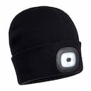 Portwest B028BKR, Rechargeable Twin LED Beanie, Black, image 1