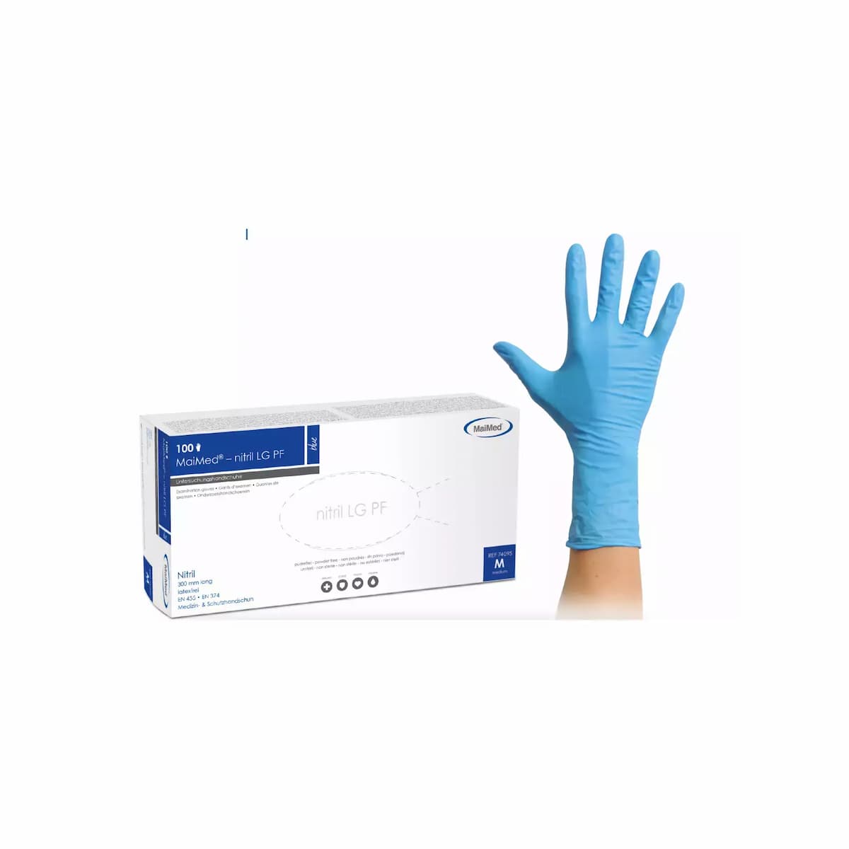 MaiMed 7409, Nitrile LG PF Long Nitrile Glove, Finger Thickness 0.14mm, image 2