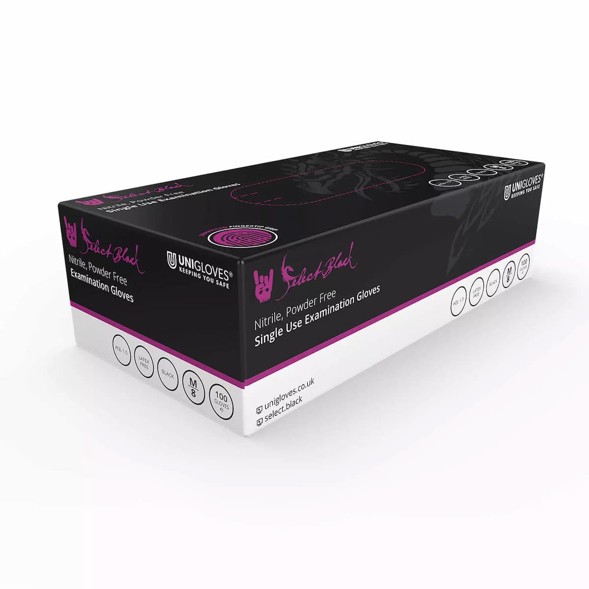 Unigloves GT003, Select Black Black nitrile tattoo gloves, image 1