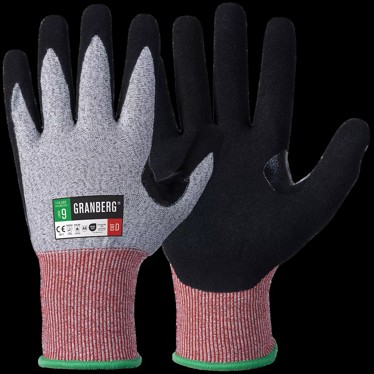 Granberg 116-592, Touchscreen-fähige Schnittschutz-Handschuhe, Schwarz/Grau, image 1