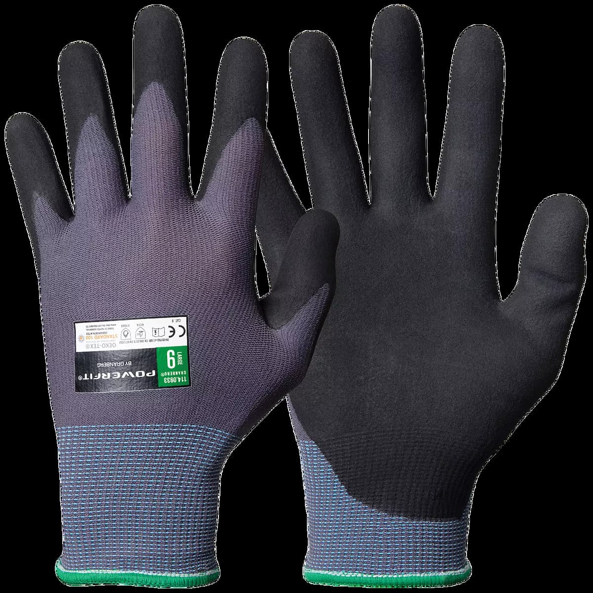 Granberg 114-0933, Touchscreen Compatible Assembly Gloves, Black/Grey, image 1