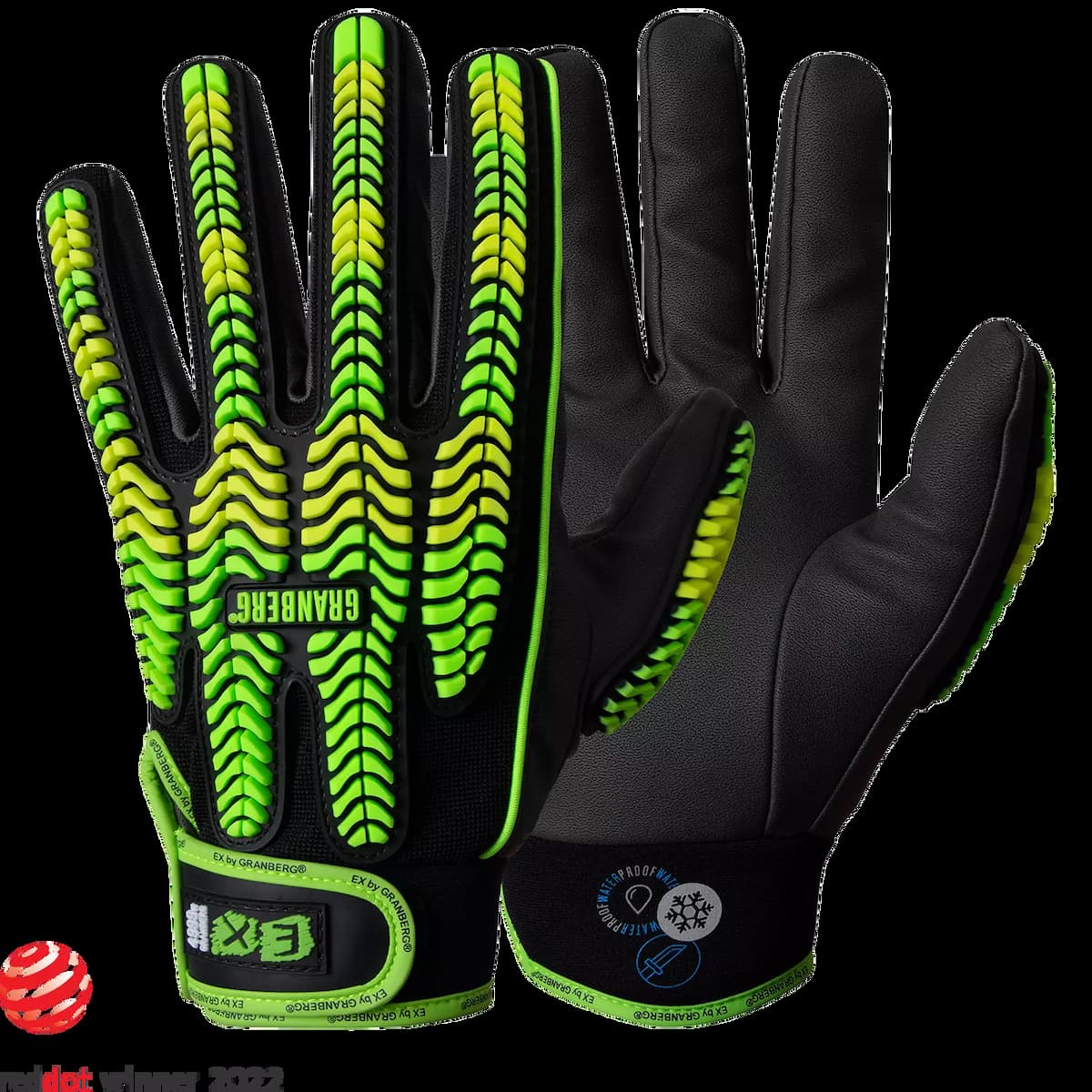 Granberg 115-4999W, EX® Cut-, Impact-, and Water-Resistant Winter Gloves, Black/Green, image 1