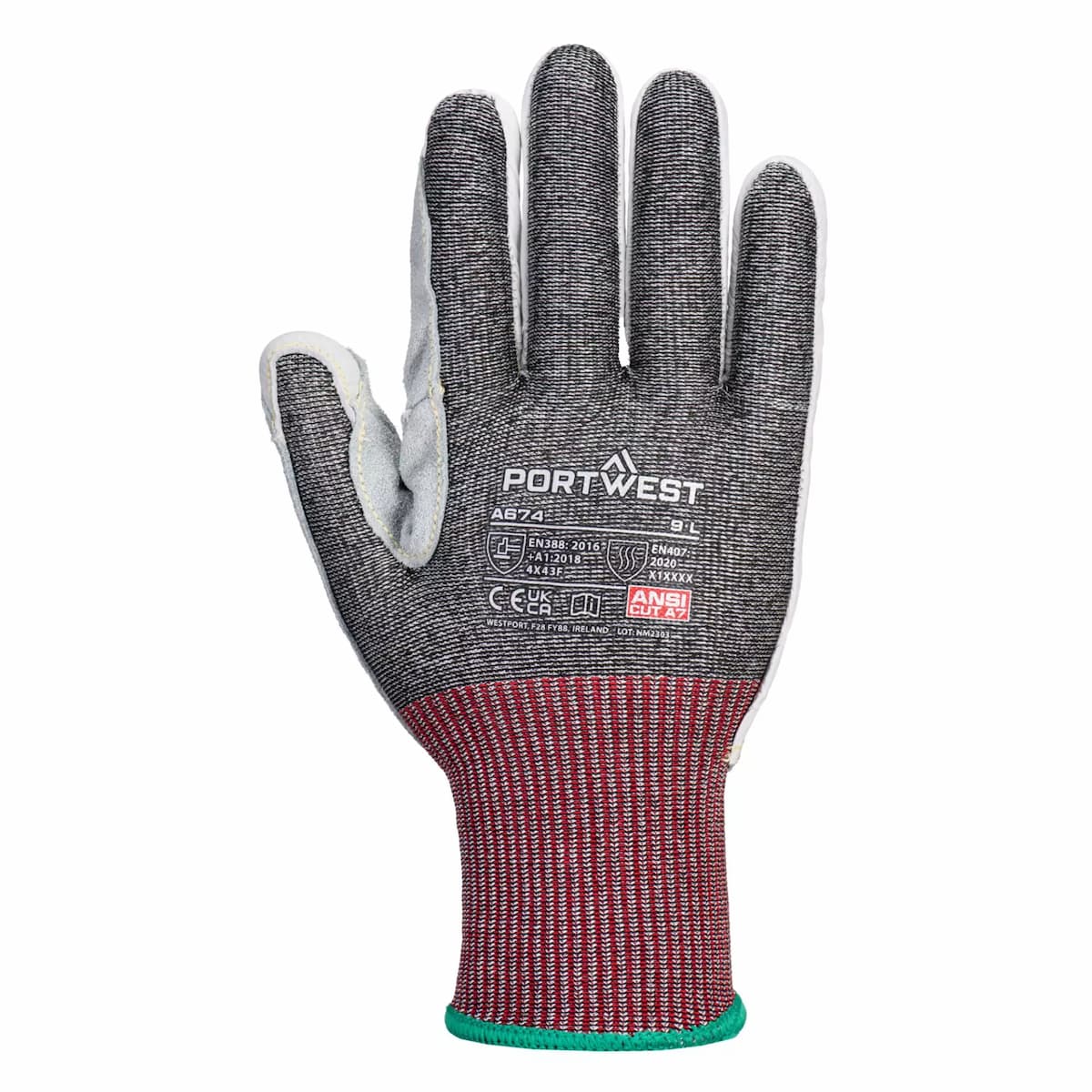 Portwest A674K8R, CS Cut F13 Leather Glove, Black, image 1