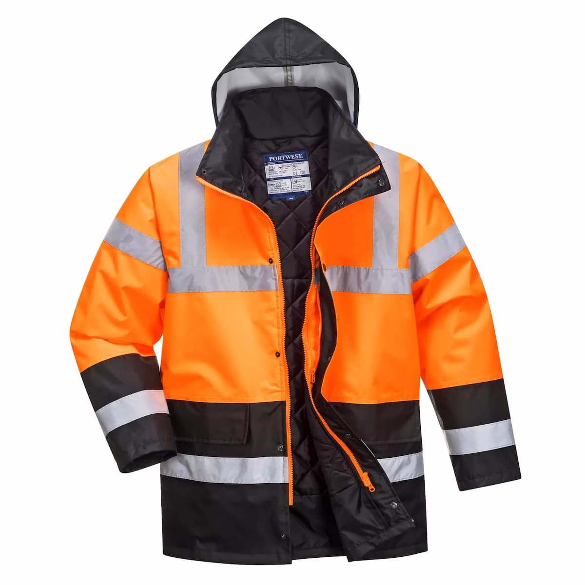 Portwest S467OBR, Hi-Vis Contrast Winter Traffic Jacket, Orange/Black, image 1