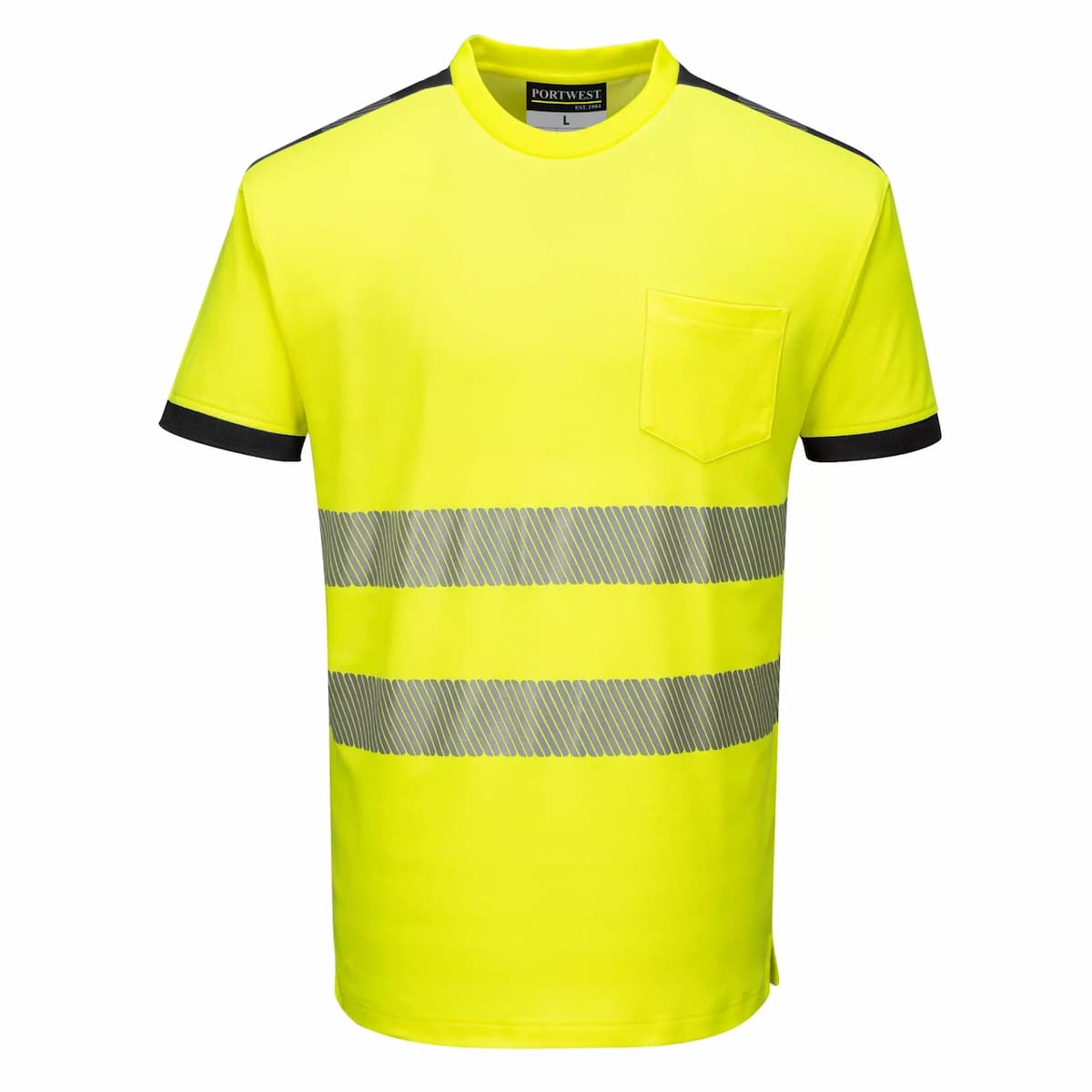 Portwest T181YBR, PW3 Hi-Vis Cotton Comfort T-Shirt S/S, Yellow/Black, image 1