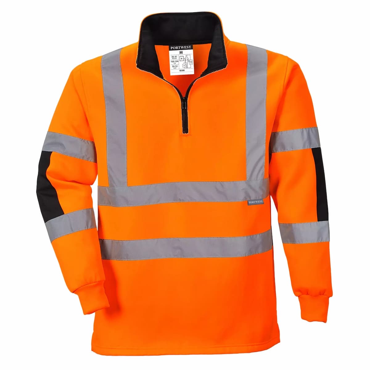Portwest B308ORR, Xenon Hi-Vis Rugby Shirt, Orange, image 1