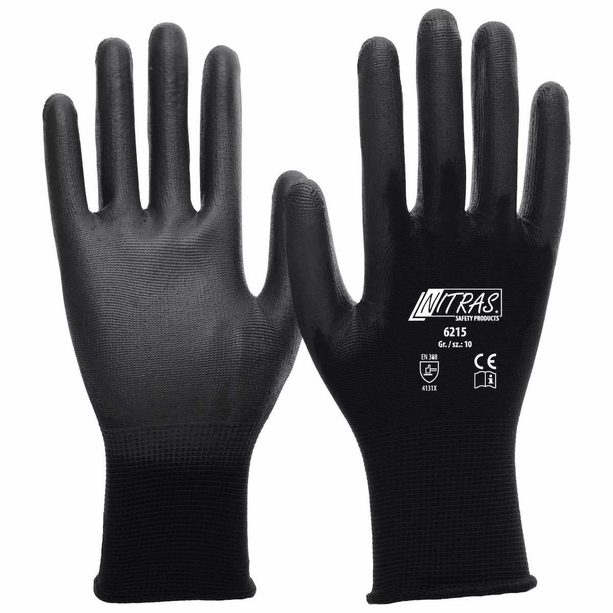 NITRAS 6215, Nylon Gloves, Black, image 1