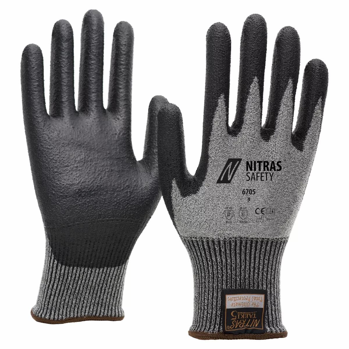 NITRAS 6705, TAEKI Harmaat viiltosuojakäsineet, image 1