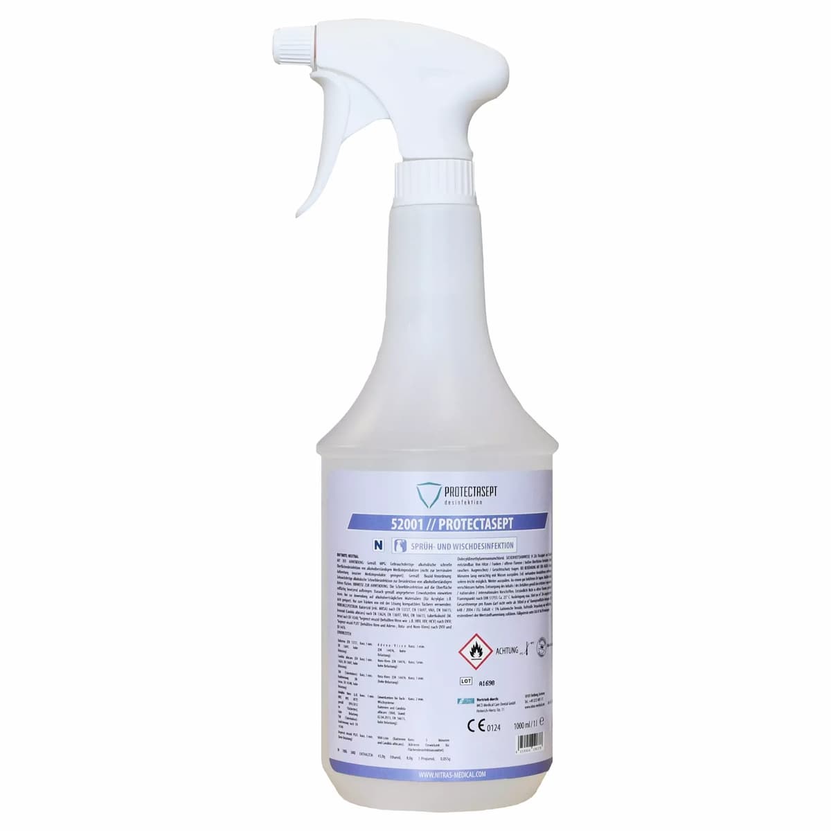 Nitras Medical 52001, PROTECTASEPT SF Suihke-/pyyhdesinfiointi, neutraali, 1.000ml, image 1