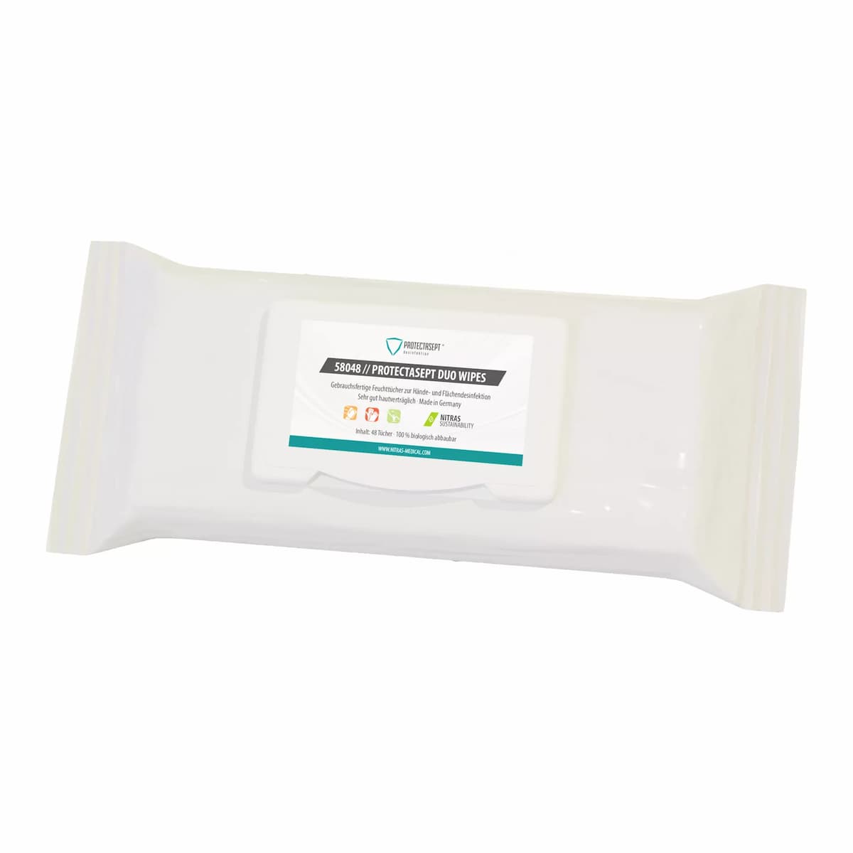 Nitras Medical 58048, PROTECTASEPT DUO WIPES desinfection wipes, for hand and surface, image 1