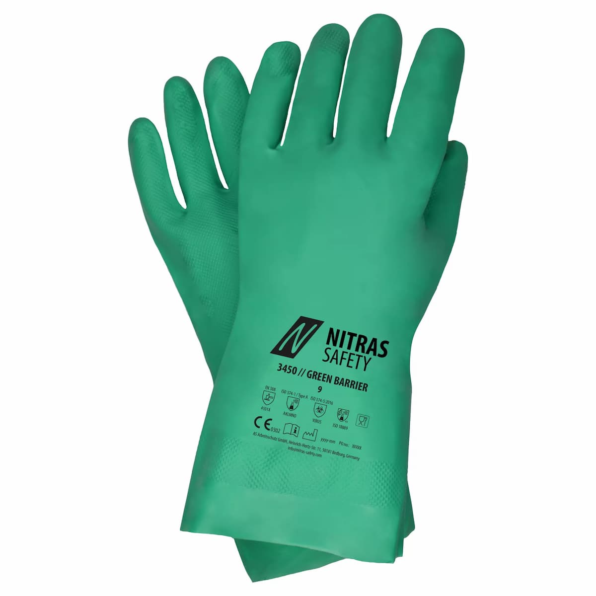 NITRAS 3450, GREEN BARRIER Chemical Protective Gloves, Green, image 1
