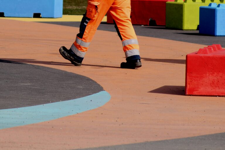 worker wearing safety shoes