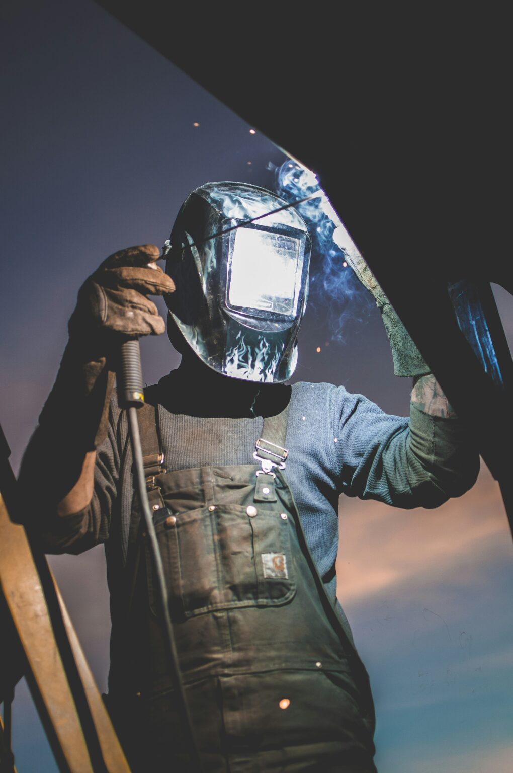 man welding