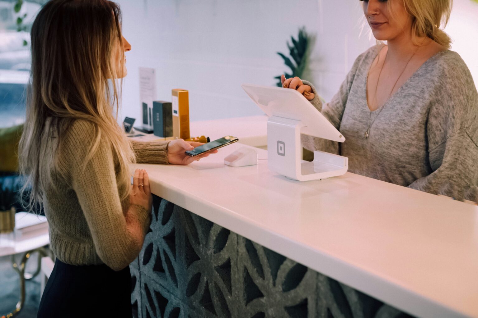 2 womens doing purchase